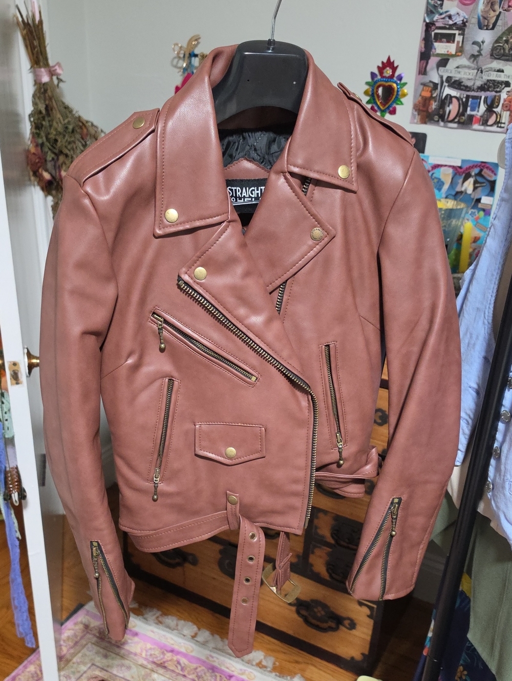 Straight To Hell Oxblood Moto Bomber Jacket